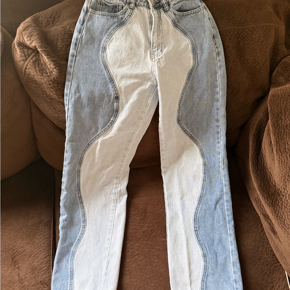 Two-Tone Blue and White Women’s Jeans
